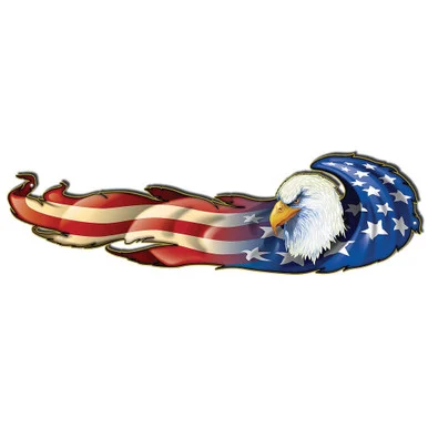 Bald Eagle Long Flag Cutout Metal Sign RG9129S - Reedyville Goods