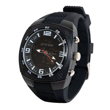 Military-Style Analog/Digital Display Watch - Black