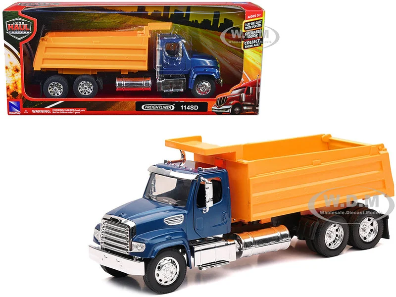 Freightliner 114SD Dump Truck Blue and Yellow "Long Haul Trucker" Series 1/32 Diecast Model by New Ray - Freightliner Models