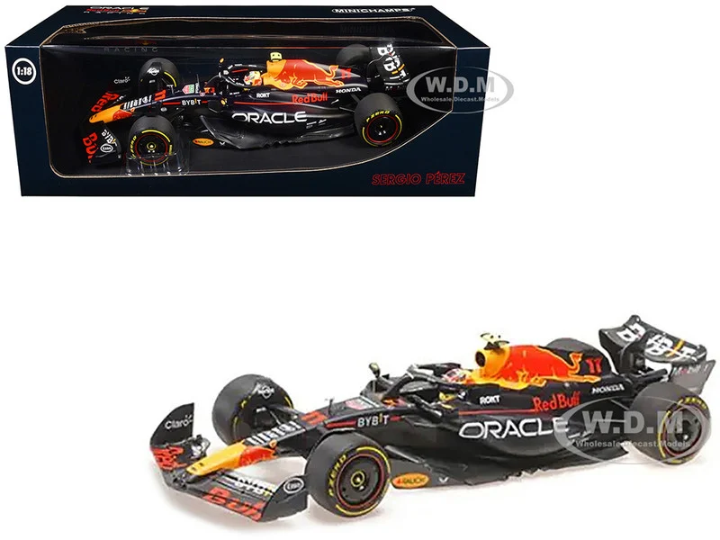 Red Bull Racing RB19 #11 Sergio Perez "Oracle" 2nd Place F1 Formula One "Italian GP" (2023) with Driver Limited Edition to 108 pieces Worldwide 1/18 Diecast Model Car by Minichamps - Formula 1 Models
