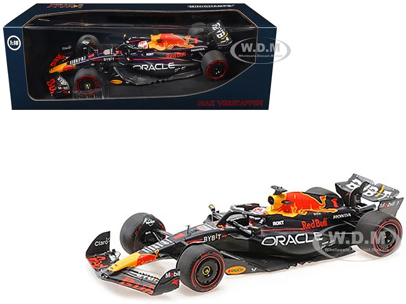 Red Bull Racing RB19 #1 Max Verstappen "Oracle" 2nd Place F1 Formula One Sprint Race "Qatar GP" (2023) with Driver Limited Edition to 480 pieces Worldwide 1/18 Diecast Model Car by Minichamps - Formula 1 Models