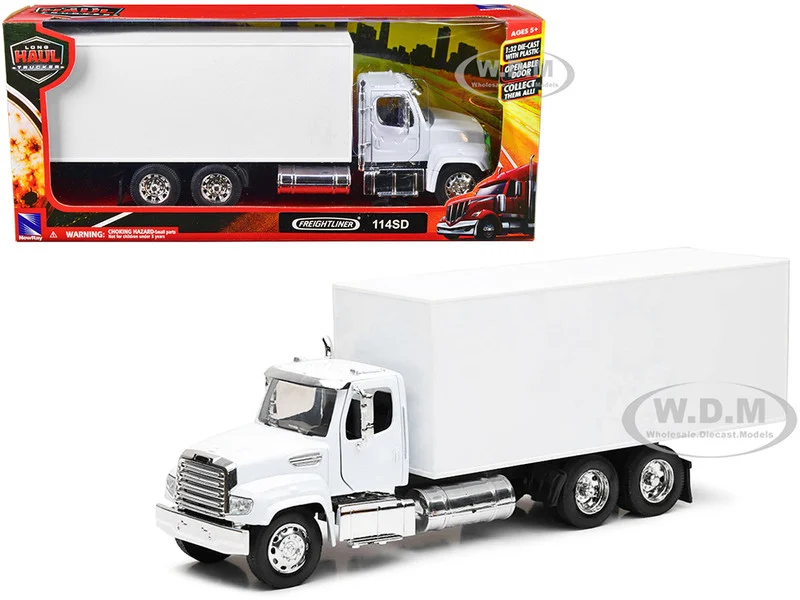 Freightliner 114SD Box Truck White "Long Haul Trucker" Series 1/32 Diecast Model by New Ray - Freightliner Models