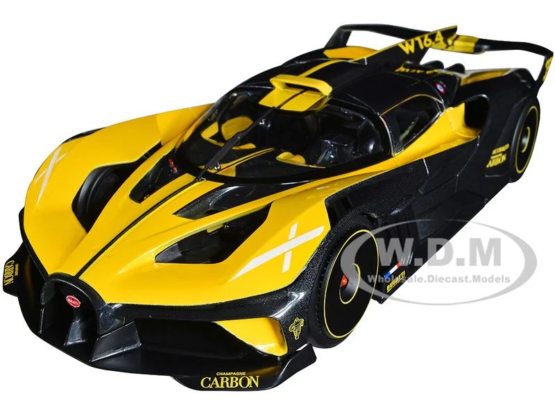 Bugatti Bolide Yellow and Carbon Gray 1/18 Diecast Model Car by Bburago - Bugatti Models