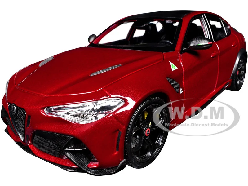 Alfa Romeo Giulia GTA Red Metallic with Carbon Top 1/18 Diecast Model Car by Bburago - Alfa Romeo Models