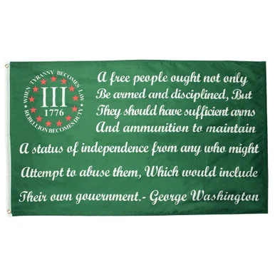 Washington Arms Quote Green 1776 Flag - Ruffin Flag Company
