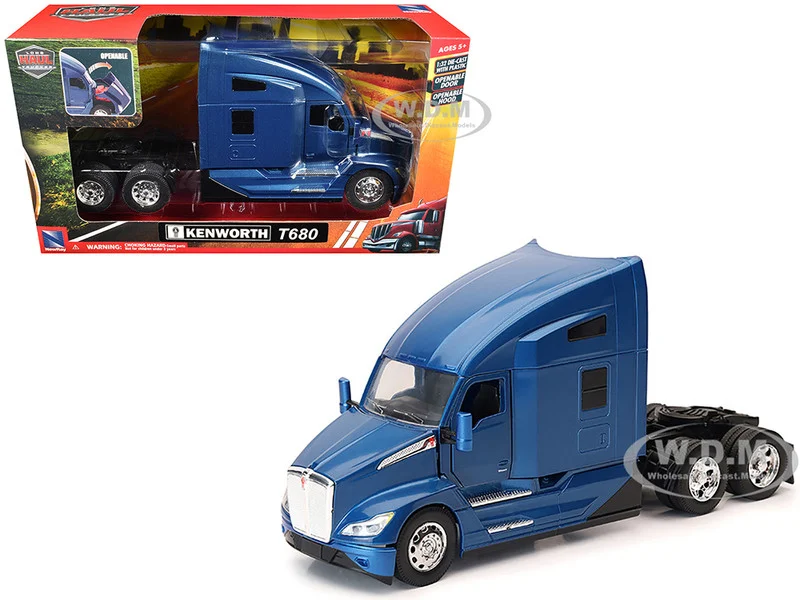 Kenworth T680 Truck Tractor Blue Metallic "Long Haul Truckers" Series 1/32 Diecast Model by New Ray - Kenworth Models