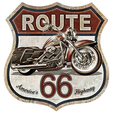 Route 66 Motorcycle Metal Sign - Desperate Enterprises