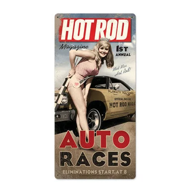 Hot Rod Pin-Up Metal Sign