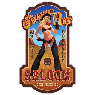 Smokin' Hot Saloon Metal Sign - Vintage Sign Co.