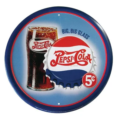 Pepsi Big Glass Metal Sign - Signs 4 Fun