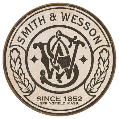 Smith & Wesson Round Metal Sign - Desperate Enterprises