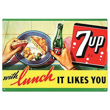 7Up with Lunch Metal Sign - Signs 4 Fun
