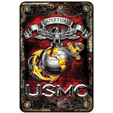 USMC Semper Fidelis Metal Sign - Signs 4 Fun