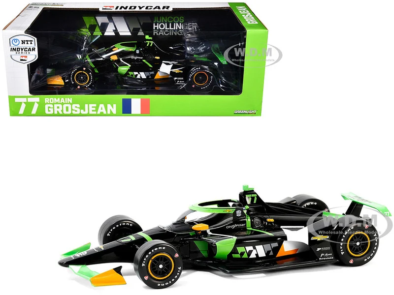 Dallara IndyCar #77 Romain Grosjean "DNS Filter" Juncos Hollinger Racing "NTT IndyCar Series" (2024) 1/18 Diecast Model Car by Greenlight - Indy Car Models