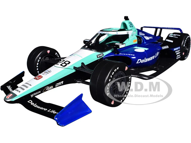 Dallara IndyCar #28 Marcus Ericsson "Delaware Life" Andretti Autosport "NTT IndyCar Series" (2024) 1/18 Diecast Model Car by Greenlight - Indy Car Models