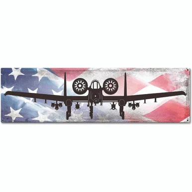 A-10 Thunderbolt with Flag Metal Sign