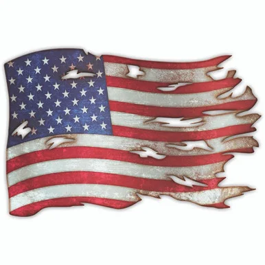 Tattered U.S. Flag Metal Sign - Vintage Sign Co.