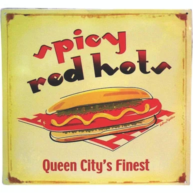 Spicy Red Hot Metal Sign - Signs 4 Fun