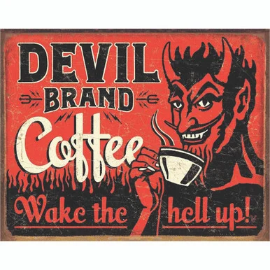 Devil Brand Coffee Metal Sign - Desperate Enterprises