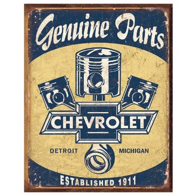 Chevy Parts Used Here - Metal Sign
