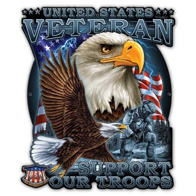 United States Veteran - Support our Troops Metal Sign
