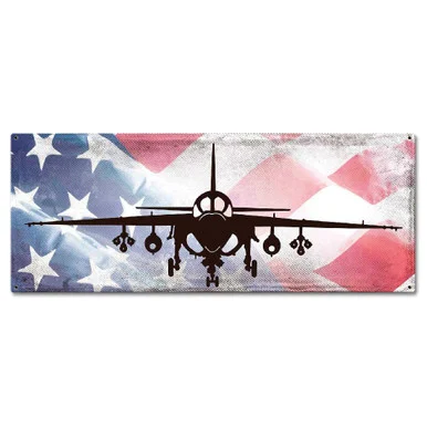 A-6 Intruder with Flag Metal Sign