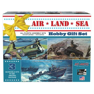 US Navy Air, Land & Sea Kits Sherman Tank, HUP-2, PT Boat