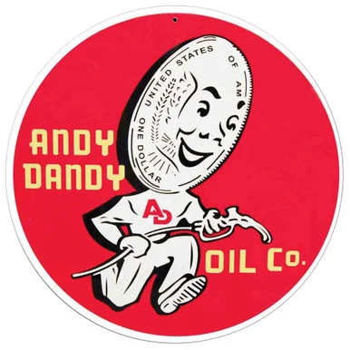Andy Dandy Oil Co. Round Metal Sign - Vintage Sign Co.