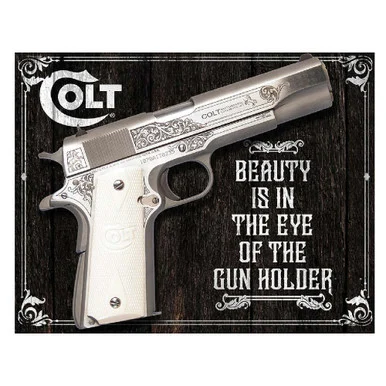 Beauty is in the Eye Metal Sign - Desperate Enterprises