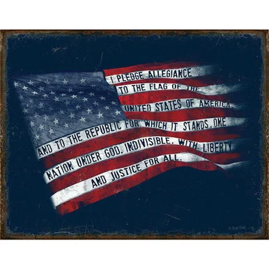 Flag Pledge Metal Sign - Desperate Enterprises