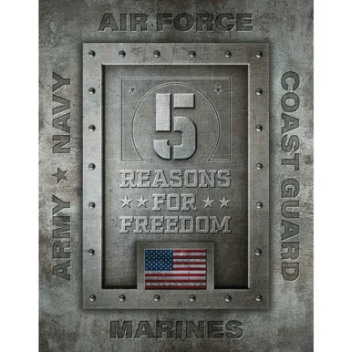 5 Reasons for Freedom Metal Sign - Desperate Enterprises