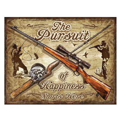 Pursuit of Happiness Metal Sign - Desperate Enterprises