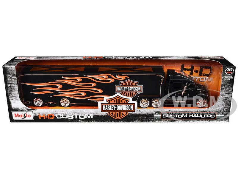 Harley Davidson Custom Hauler Trailer Black "Custom Haulers" Series 1/64 Diecast Model by Maisto - Harley Davidson Models
