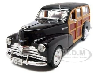 1948 Chevrolet Woody Fleetmaster Dark Brown 1/24 Diecast Model Car by Welly - Chevrolet Models