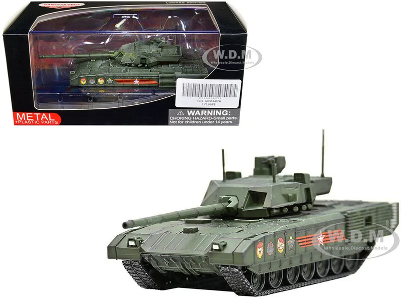 Russian T14 Armata MBT (Main Battle Tank) Green Camouflage "Armor Premium" Series 1/72 Diecast Model by Panzerkampf - Military Models