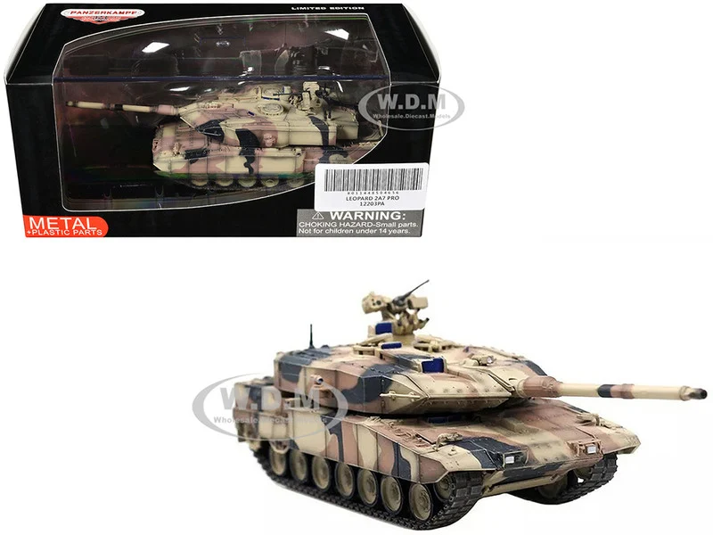 Leopard 2 A7+ Main Battle Tank "Desert Camouflage" German Army "Armor Premium" Series 1/72 Diecast Model by Panzerkampf - Military Models