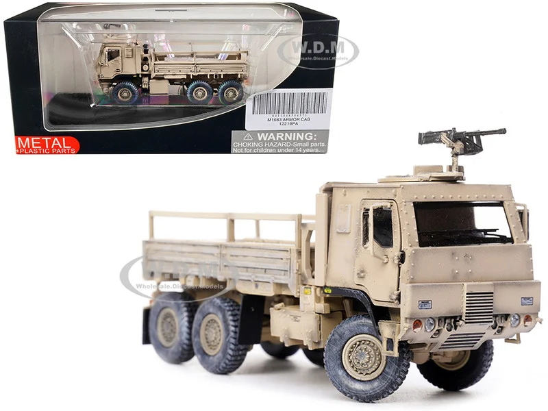 M1083 MTV (Medium Tactical Vehicle) Armored Cab Cargo Truck with Turret Desert Camouflage "US Army" "Armor Premium" Series 1/72 Diecast Model by Panzerkampf - Military Models