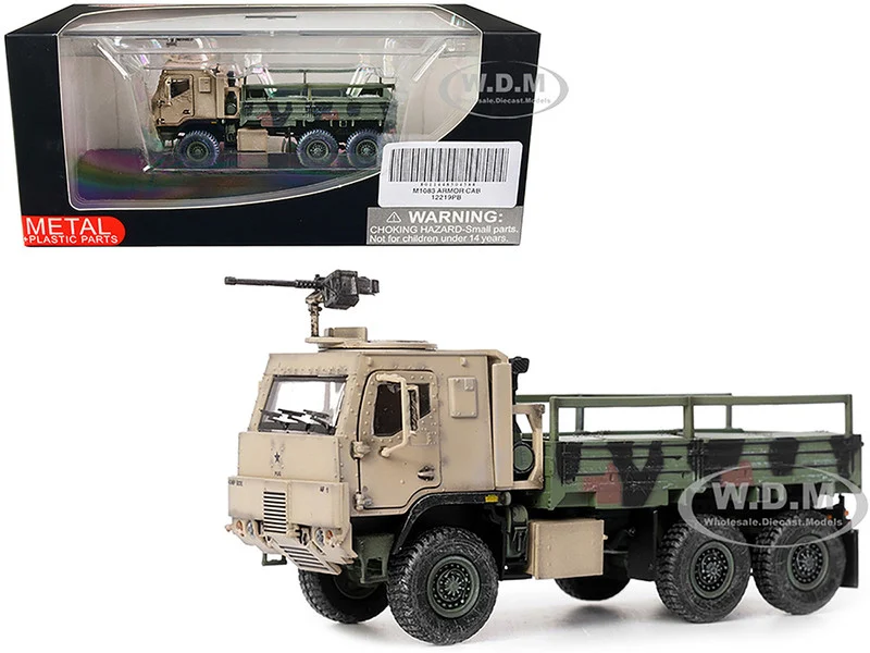 M1083 MTV (Medium Tactical Vehicle) Armored Cab Cargo Truck with Turret NATO Camouflage "US Army" "Armor Premium" Series 1/72 Diecast Model by Panzerkampf - Military Models