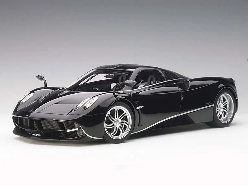 Pagani Huayra Gloss Black with Silver Stripes and Silver Wheels 1/12 Model Car by Autoart - Pagani Models