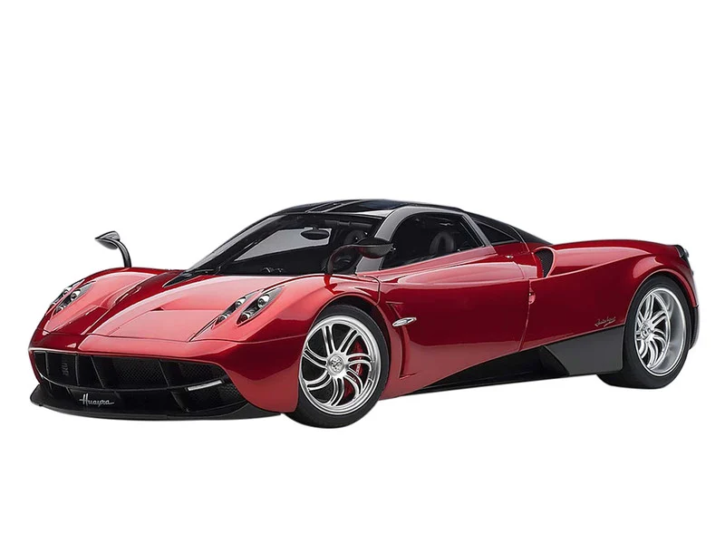 Pagani Huayra Metallic Red with Carbon Top and Silver Wheels 1/12 Model Car by Autoart - Pagani Models