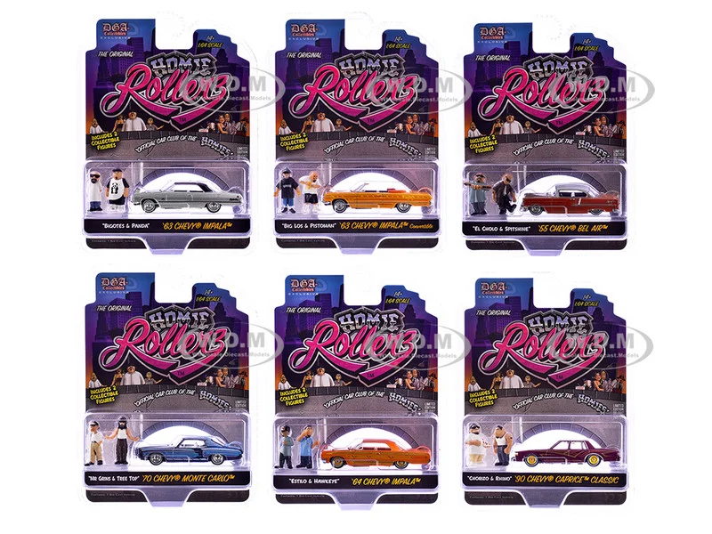 "Homie Rollerz" 2025 Series 1 Set of 6 Pieces 1/64 Diecast Model Cars by Greenlight and DGA - 1/64 Scale Sets
