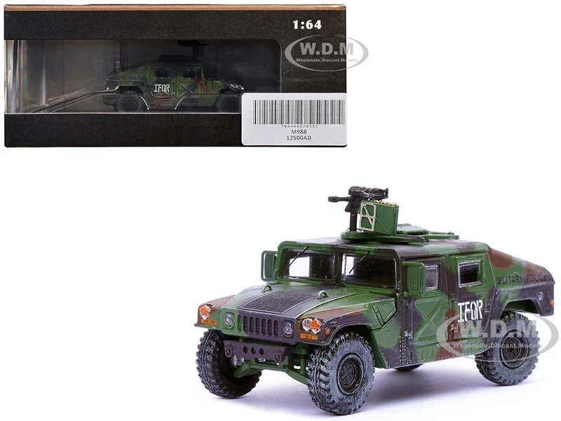 M988 Modern 4×4 Utility Vehicle with Grenade Launcher Camouflage "Military Police, 65th Company, 519th MP Battalion, IFOR HQ ARRC Forward, Brcko, Bosnia and Herzegovina" (1996) "Military Miniature" Series 1/64 Diecast Model by Panzerkampf - Military Models