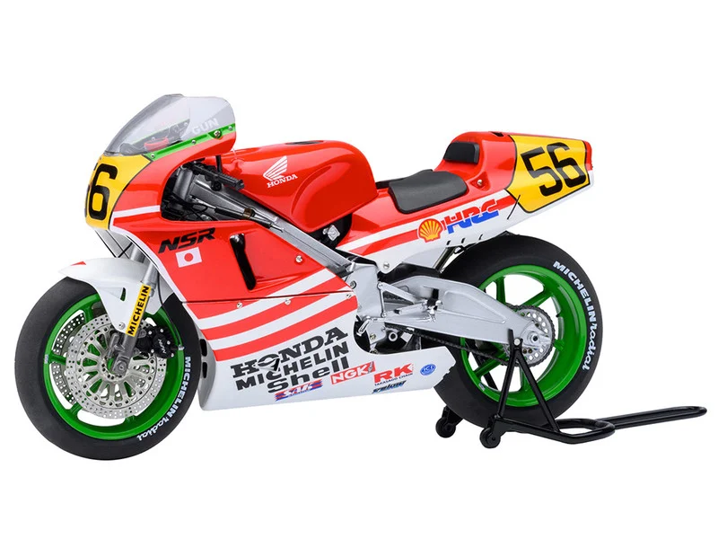 Honda NSR500 WGP500 Motorcycle #56 Red and White with Helmet "Baribari Legend" (1986) OVA 1/12 Model by Autoart - Honda Motorcycles
