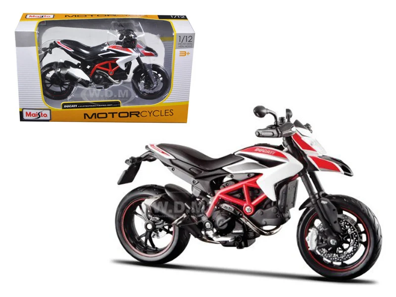 2013 Ducati Hypermotard SP White with Black and Red Stripes 1/12 Diecast Motorcycle Model by Maisto - Ducati Motorcycles