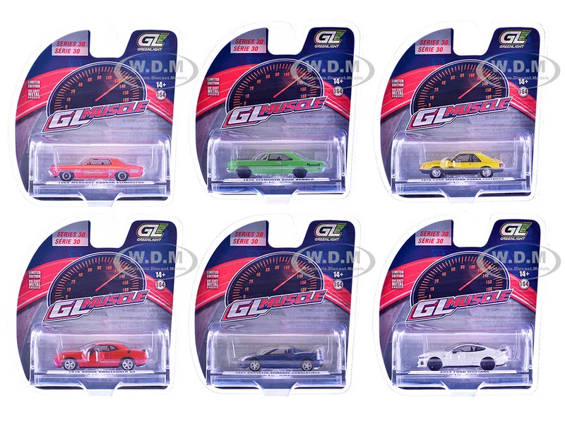"GreenLight Muscle" Series 30 Set of 6 pieces 1/64 Diecast Model Cars by Greenlight - 1/64 Scale Sets