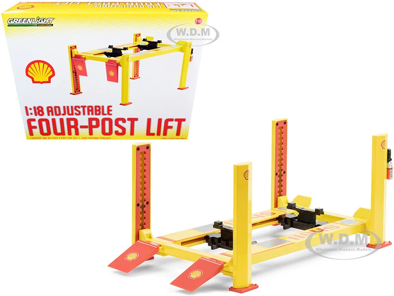 Adjustable Four Post Lift "Shell Oil" #2 for 1/18 Scale Diecast Model Cars by Greenlight - Accessories