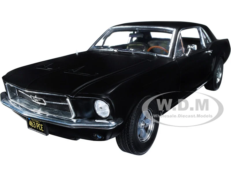 1967 Ford Mustang Coupe Matt Black (Adonis Creed's) "Creed" (2015) Movie 1/18 Diecast Model Car by Greenlight - Ford Models
