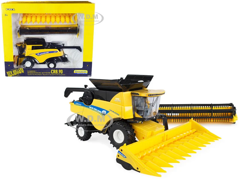 New Holland CR8.90 Combine Yellow with Corn Head and Draper Head "New Holland Agriculture" Series 1/32 Diecast Model by ERTL TOMY - Tractors & Farm Models