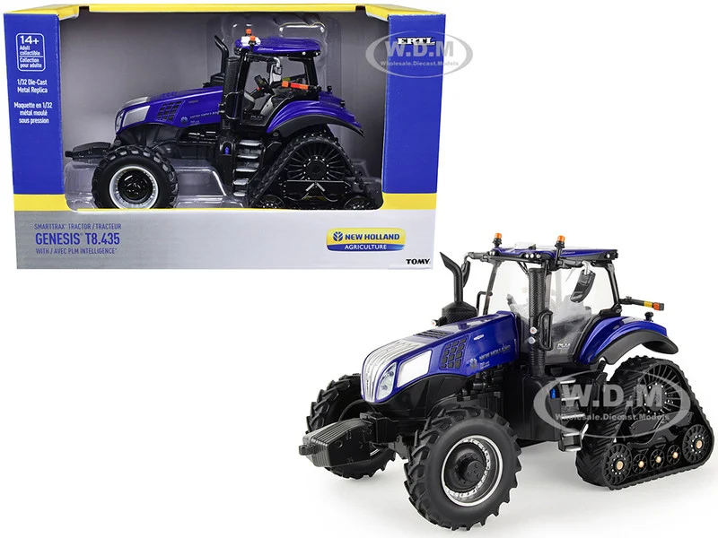 New Holland Genesis T8.435 Smarttrax Tractor with AVEC PLM Intelligence Blue 1/32 Diecast Model by ERTL TOMY - Tractors & Farm Models