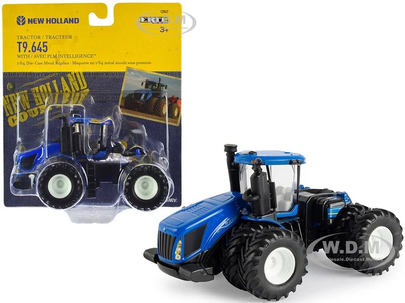 New Holland T9.645 Tractor with Dual Wheels Blue with AVEC PLM Intelligence 1/64 Diecast Model by ERTL TOMY - Tractors & Farm Models
